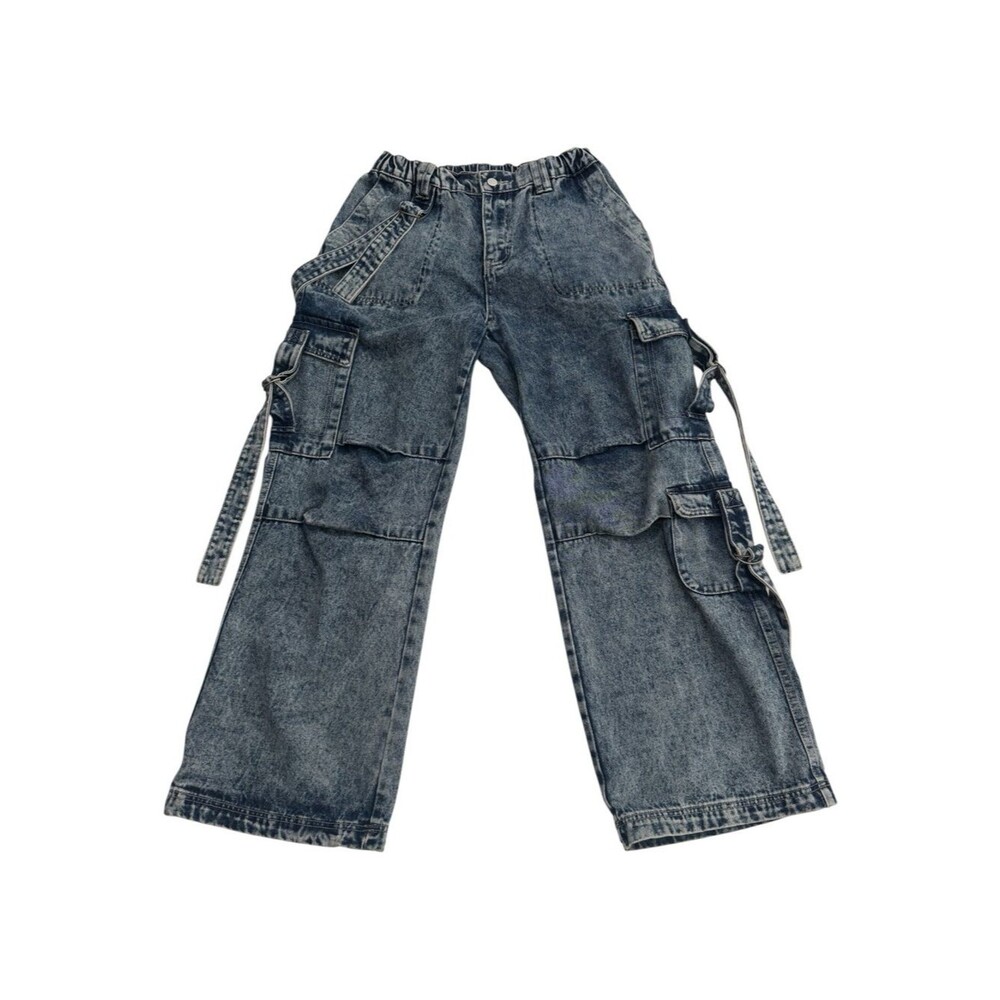 Vintage Y2K Justify Baggy Denim Cargo Jeans Straps Streetwear Grunge 90s Sz L